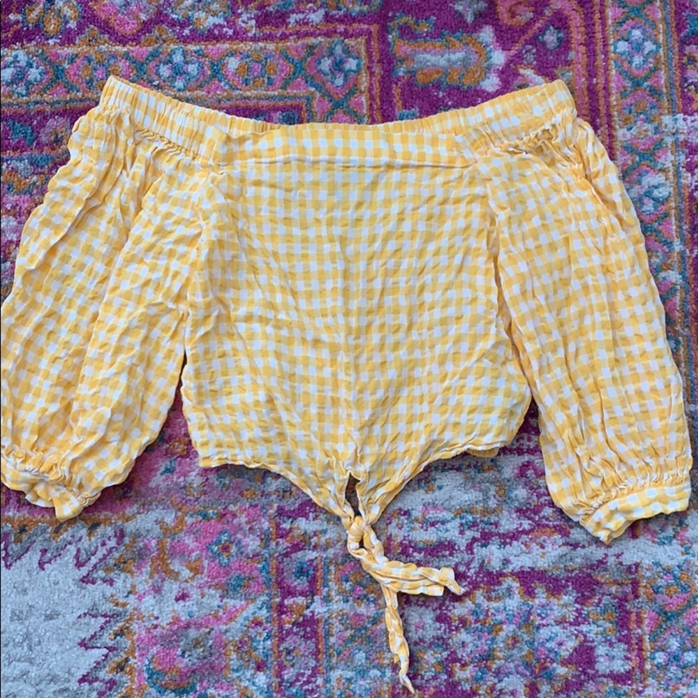 Gingham Off the Shoulder Top